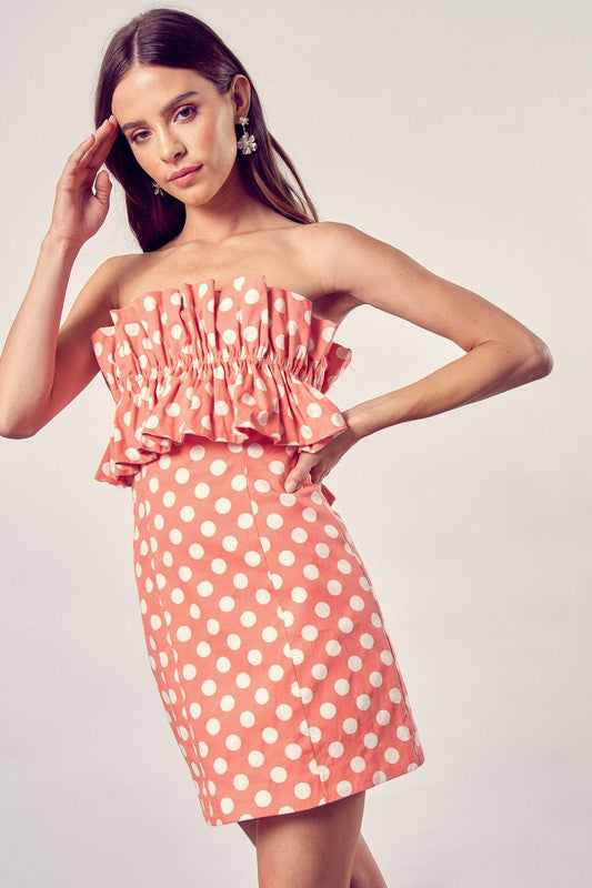 Do + Be Collection Ruffle Detail Polka Dot Dress