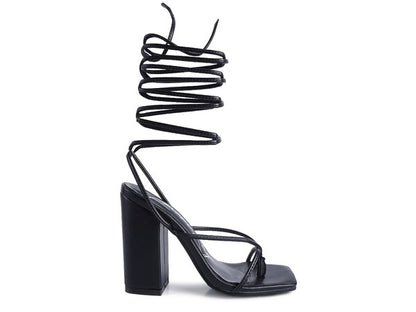 POLE DANCE Lace Up Block Heeled Sandal