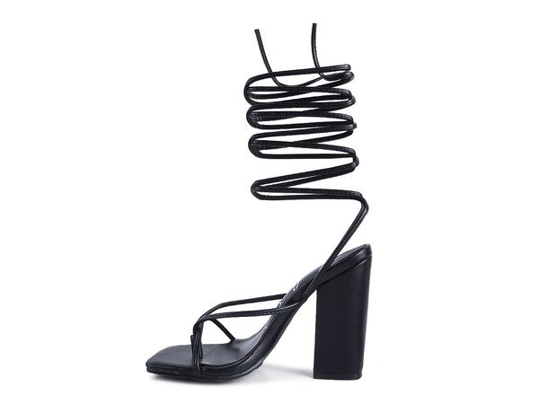 POLE DANCE Lace Up Block Heeled Sandal