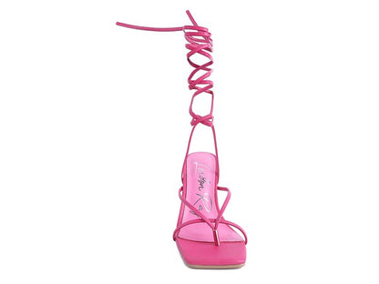 POLE DANCE Lace Up Block Heeled Sandal