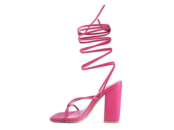 POLE DANCE Lace Up Block Heeled Sandal