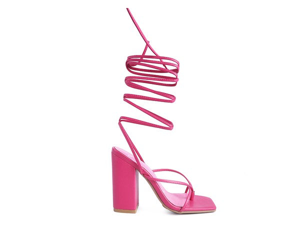 POLE DANCE Lace Up Block Heeled Sandal