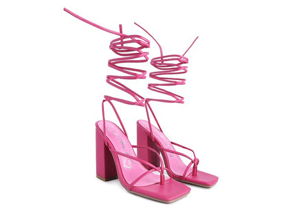 POLE DANCE Lace Up Block Heeled Sandal