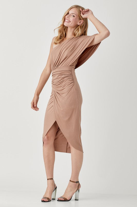 Mustard Seed One Shoulder Drape Jersey Dress