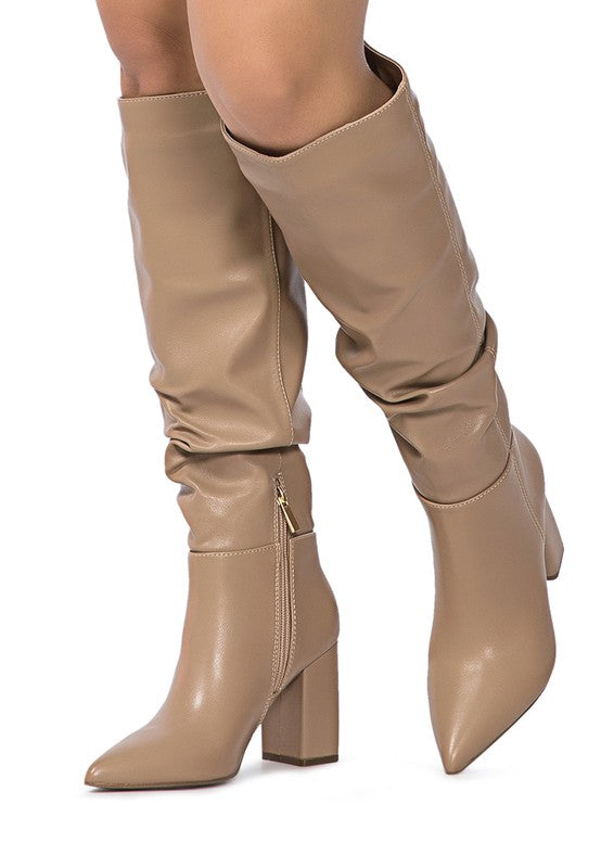 HANOI Faux Leather Knee-High Slouch Boots