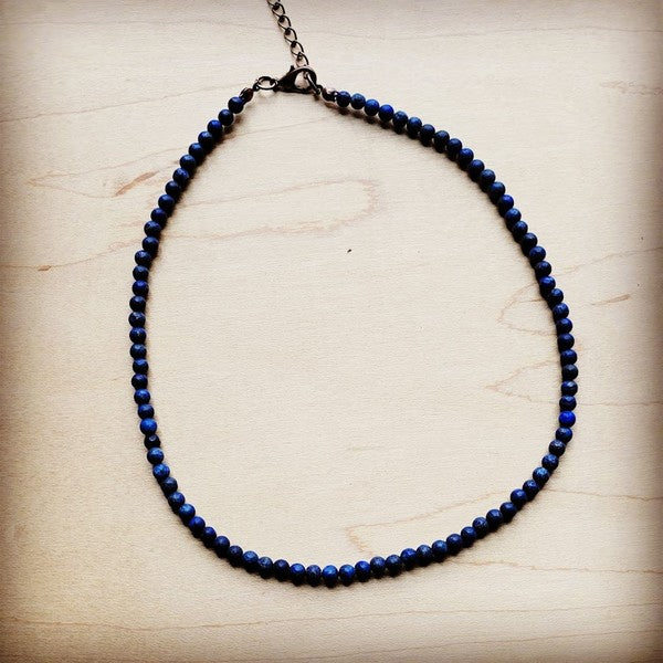 Frosted Blue Lapis Beaded Necklace