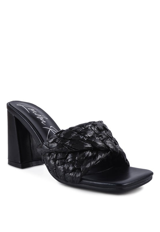 POUT PRO Braided Raffia Block Sandal