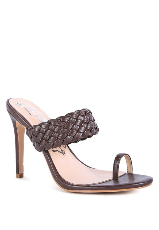 HIGH PERKS Woven Strap Toe Ring Sandals