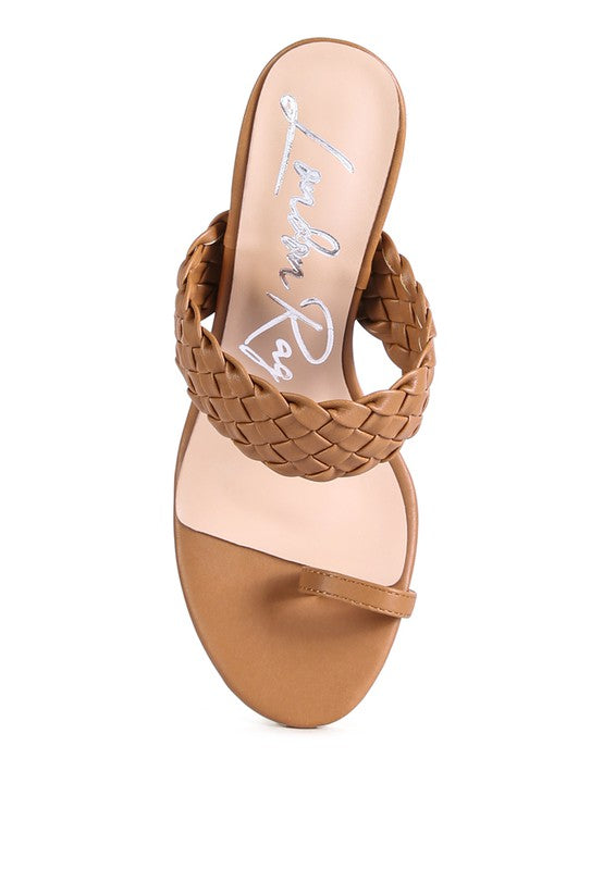 HIGH PERKS Woven Strap Toe Ring Sandals