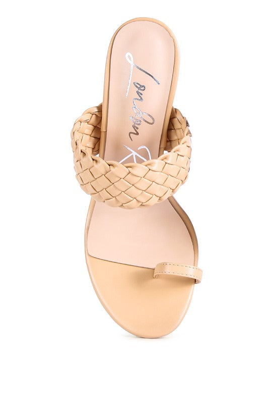 HIGH PERKS Woven Strap Toe Ring Sandals