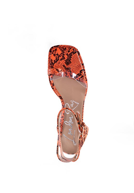 SUCH FLIRT Snake Pattern Block Heeled Sandal