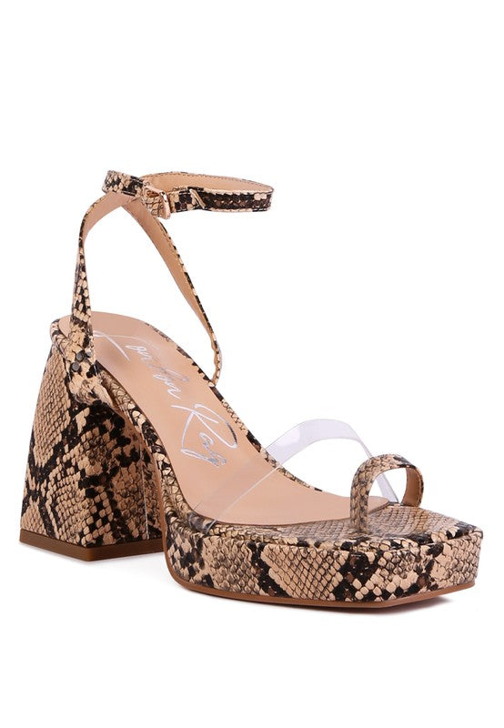 SUCH FLIRT Snake Pattern Block Heeled Sandal