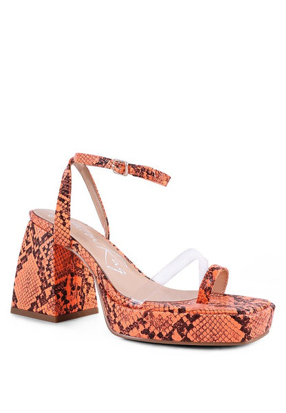 SUCH FLIRT Snake Pattern Block Heeled Sandal