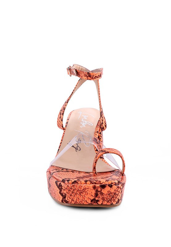 SUCH FLIRT Snake Pattern Block Heeled Sandal