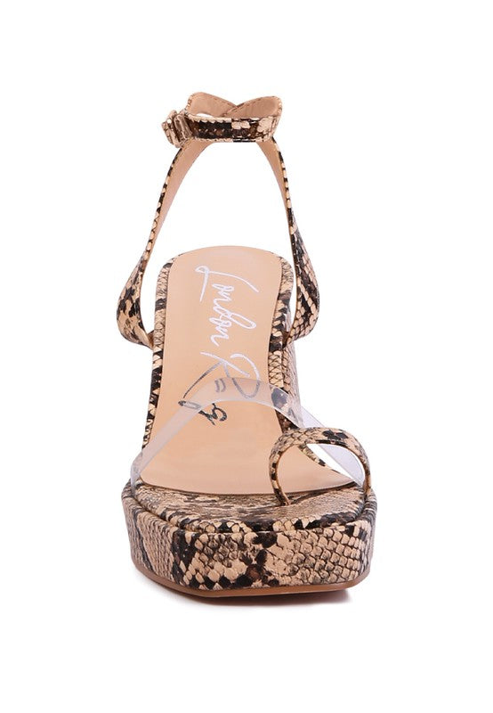 SUCH FLIRT Snake Pattern Block Heeled Sandal