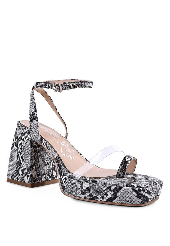 SUCH FLIRT Snake Pattern Block Heeled Sandal