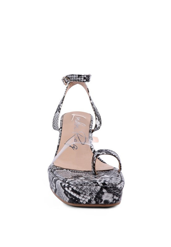 SUCH FLIRT Snake Pattern Block Heeled Sandal