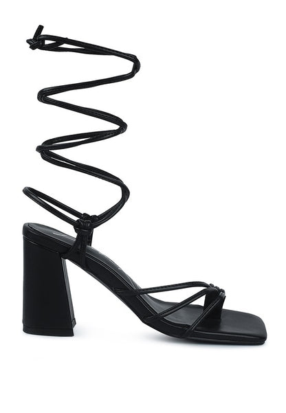 PIRI Tie Up Block Heeled Thong Sandals