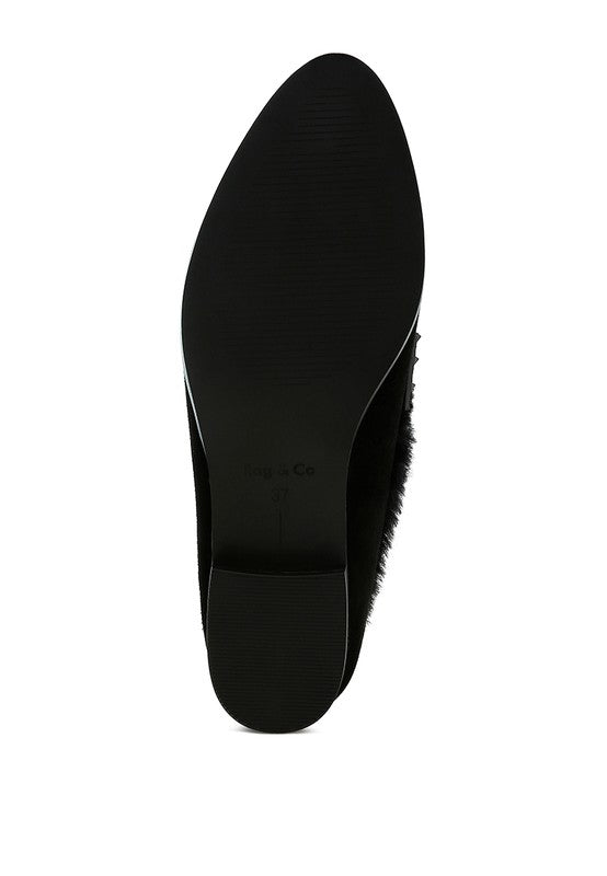 ALLIE Fur Trim Suede Loafers