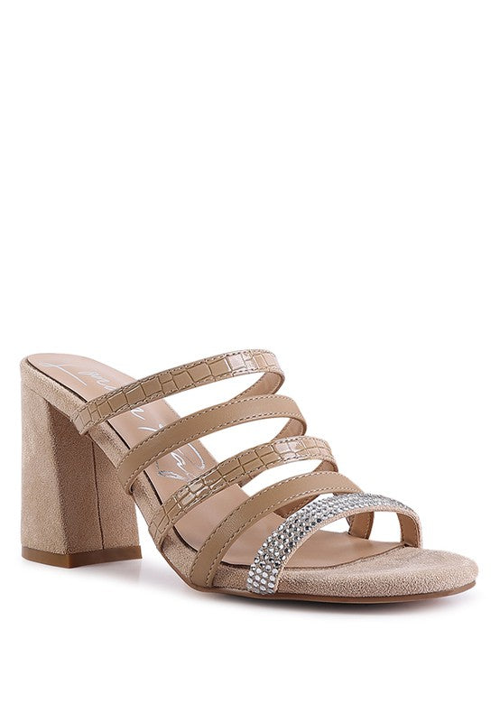 PEACHES Multi Strap Diamante Detail Sandals