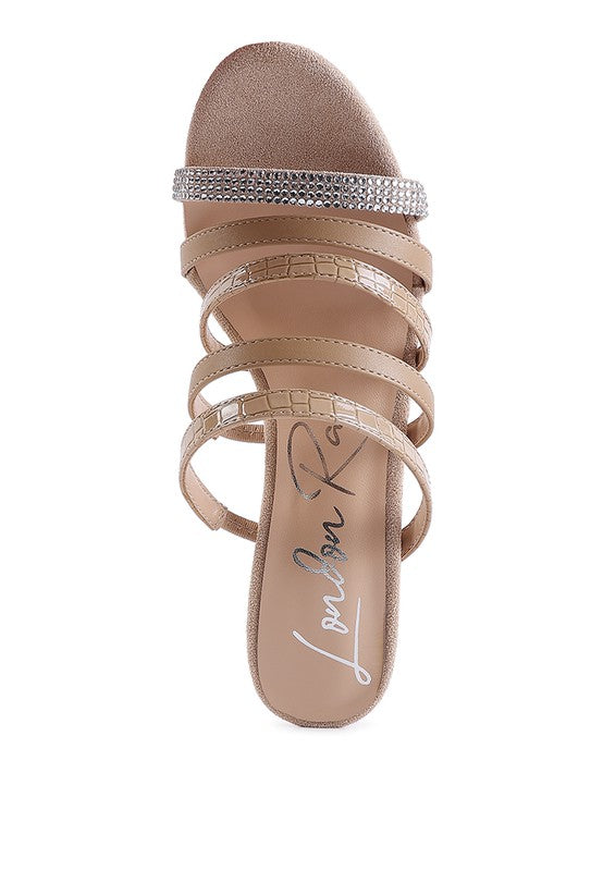 PEACHES Multi Strap Diamante Detail Sandals