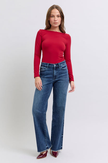 Judy Blue - Full Size Raw Hem Mid Rise Jeans