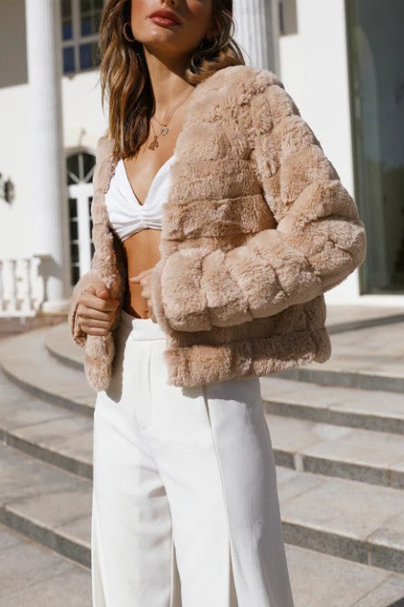 One and Only Collective Inc Faux Fur Crop Jacket