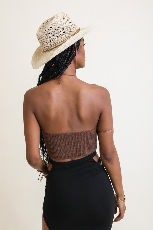 Lace-Up Halter Knit Top