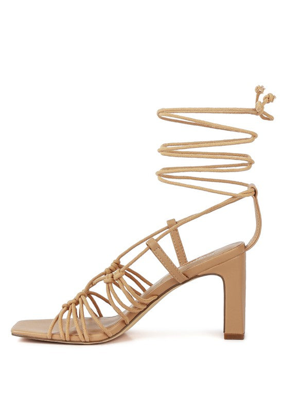 STRINGS ATTACHED Braided Tie-Up Block Heel Sandal