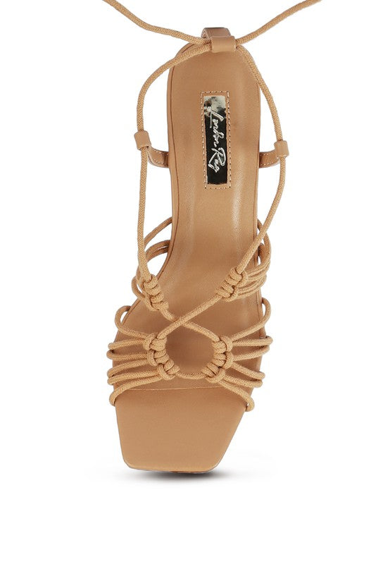 STRINGS ATTACHED Braided Tie-Up Block Heel Sandal