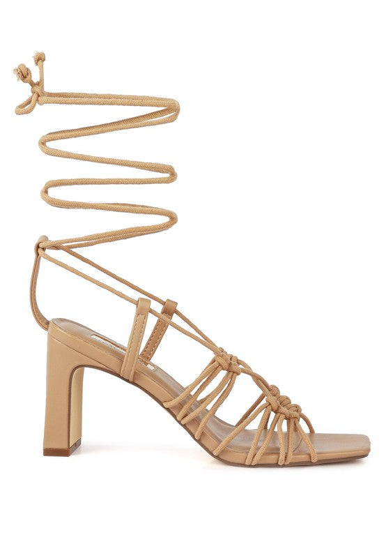 STRINGS ATTACHED Braided Tie-Up Block Heel Sandal