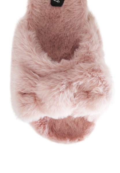 Fuzzy Bow Fur Slip-Ons