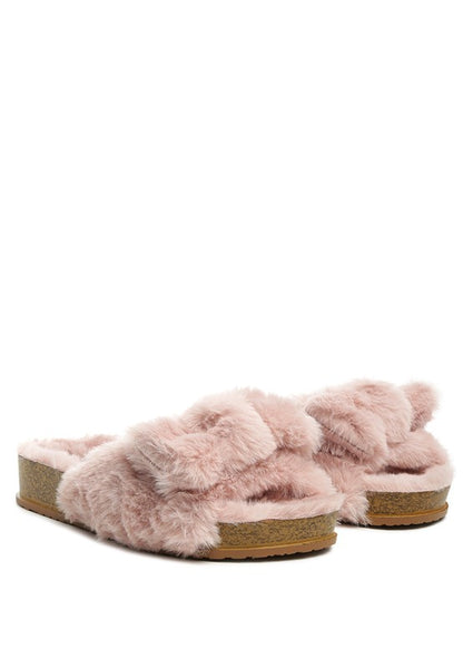 Fuzzy Bow Fur Slip-Ons