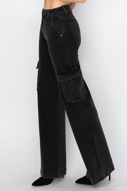 RISEN Full Size Wide Leg Cargo Jeans