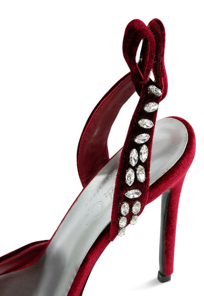 WALLIS Velvet Diamante Tie Up High Heel Sandals