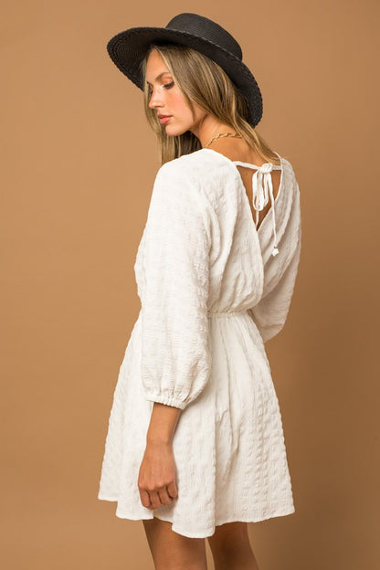 Gilli Blouson Seersucker Batwing Dress