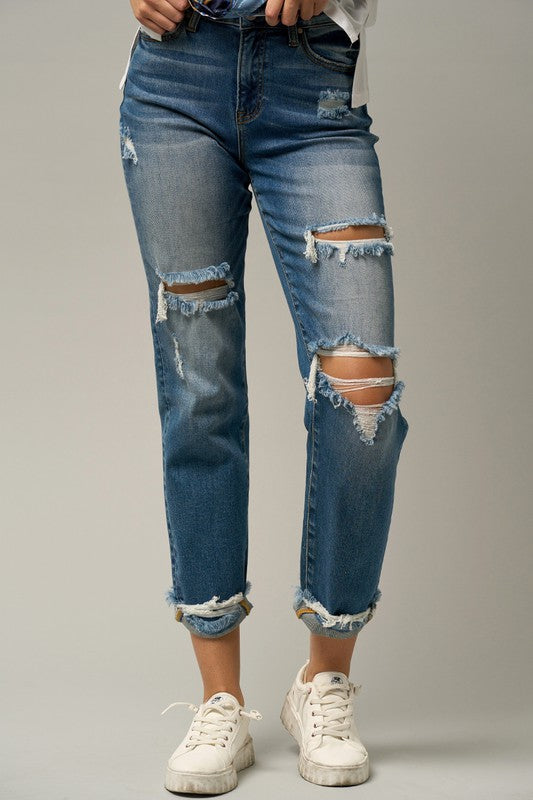 Mid-Rise Boyfriend Jeans