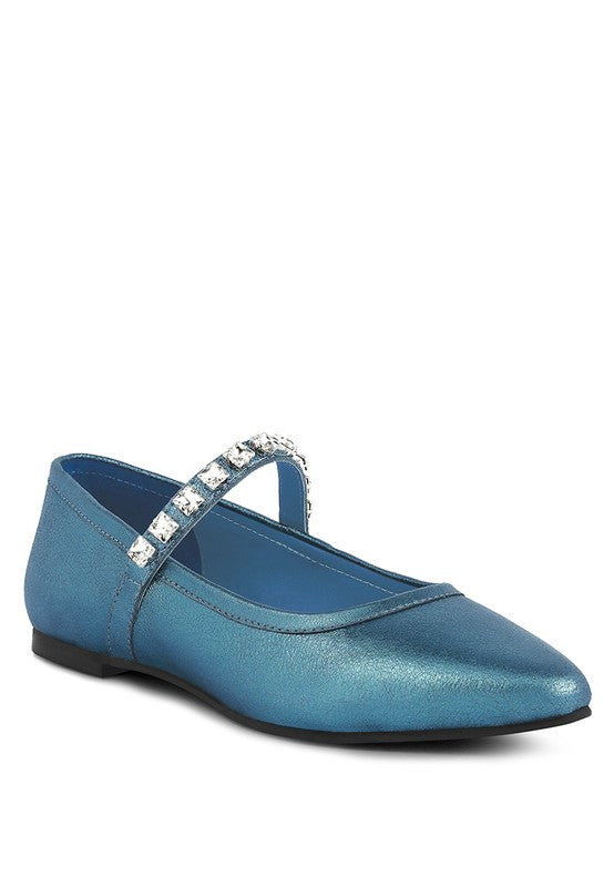 ALVERNO Metallic Leather Mary Janes