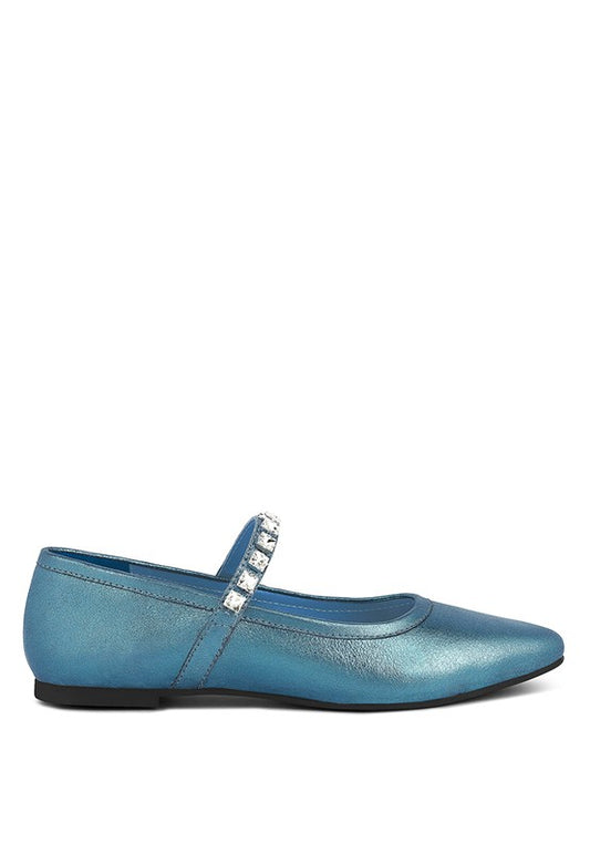 ALVERNO Metallic Leather Mary Janes