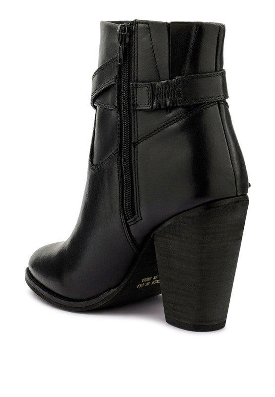 CAT-TRACK Leather High Heel Ankle Boots