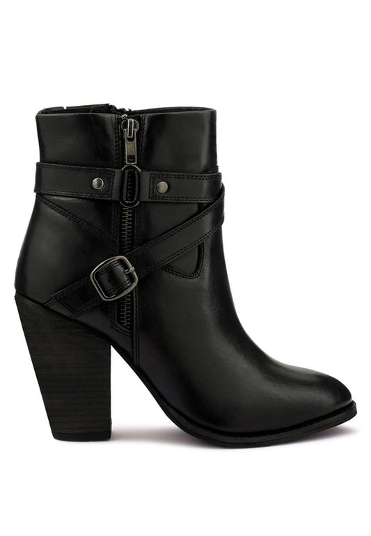 CAT-TRACK Leather High Heel Ankle Boots