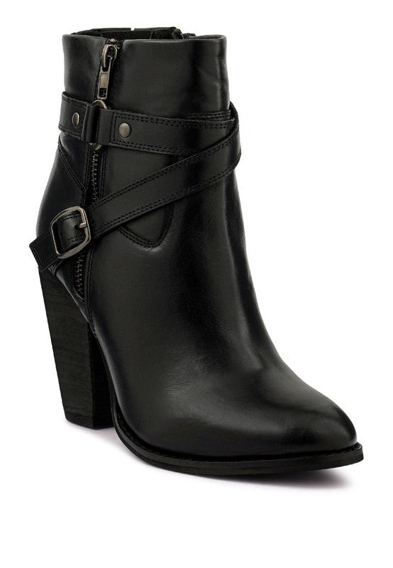 CAT-TRACK Leather High Heel Ankle Boots