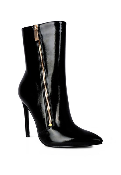 MANIA Patent PU High Heeled Ankle Boot