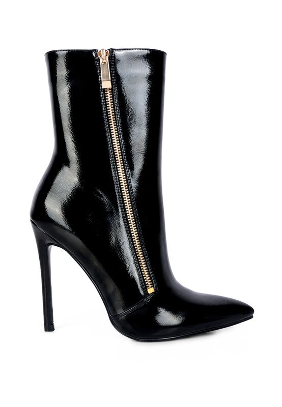 MANIA Patent PU High Heeled Ankle Boot