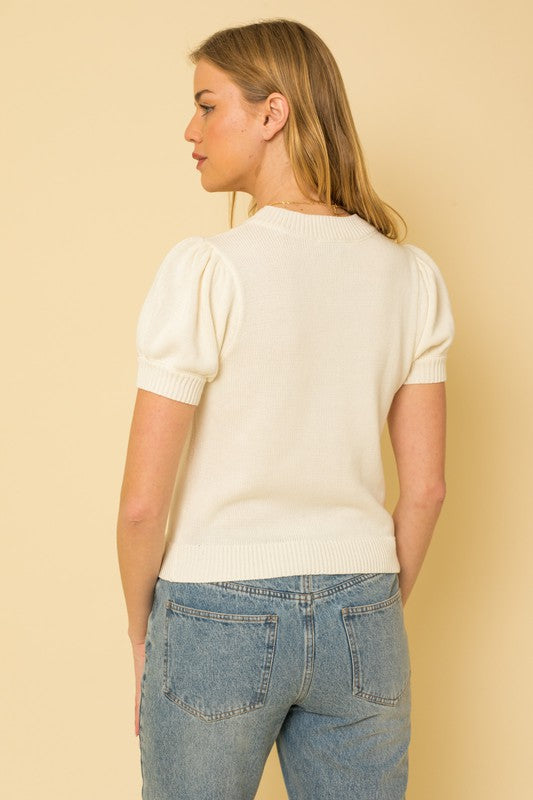 Gilli Hello Beautiful Short Sleeve Sweater