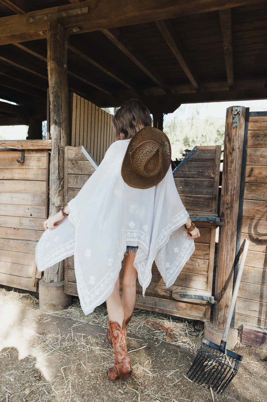 Floral Embroidered Kimono