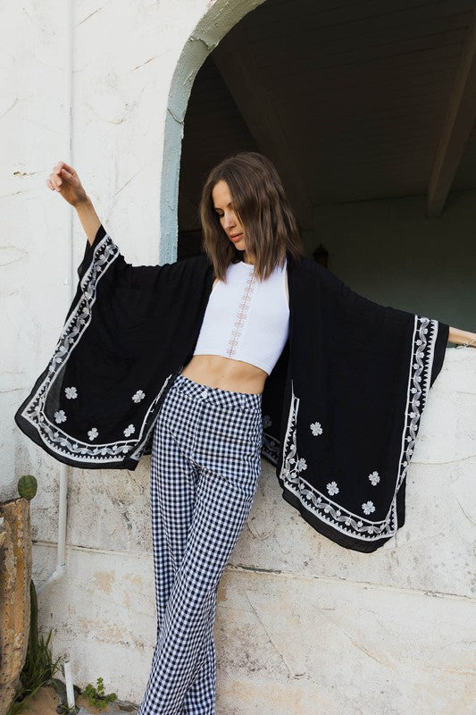 Floral Embroidered Kimono