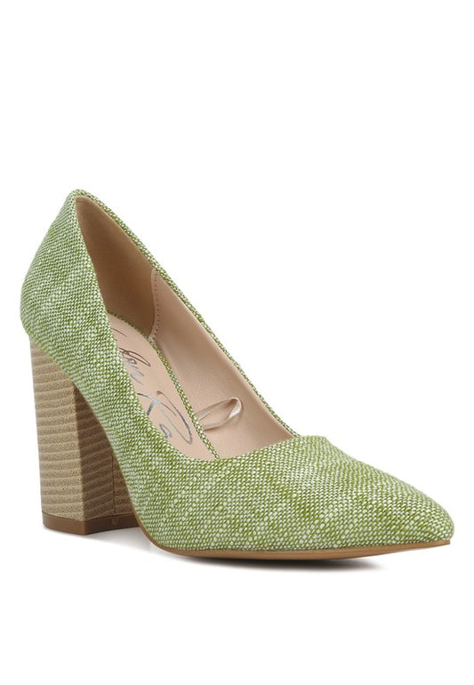 ELSIE Canvas Block Heel Pumps