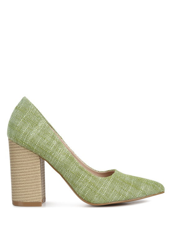 ELSIE Canvas Block Heel Pumps