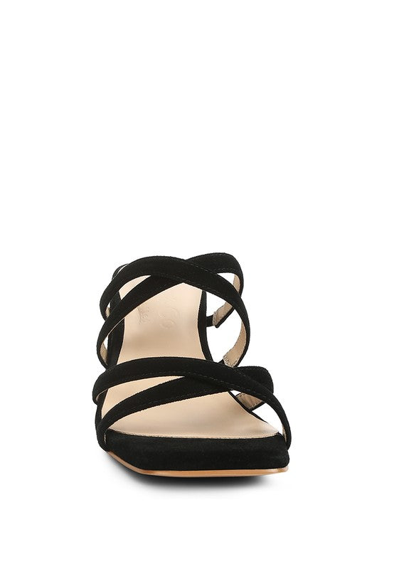 VALENTINA Strappy Suede Block Heel Sandal